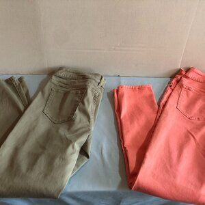 LOT of 2 Maurices MEDIUM SMALL M-S Coral & Olive Green Jeggings 29-30" Waist